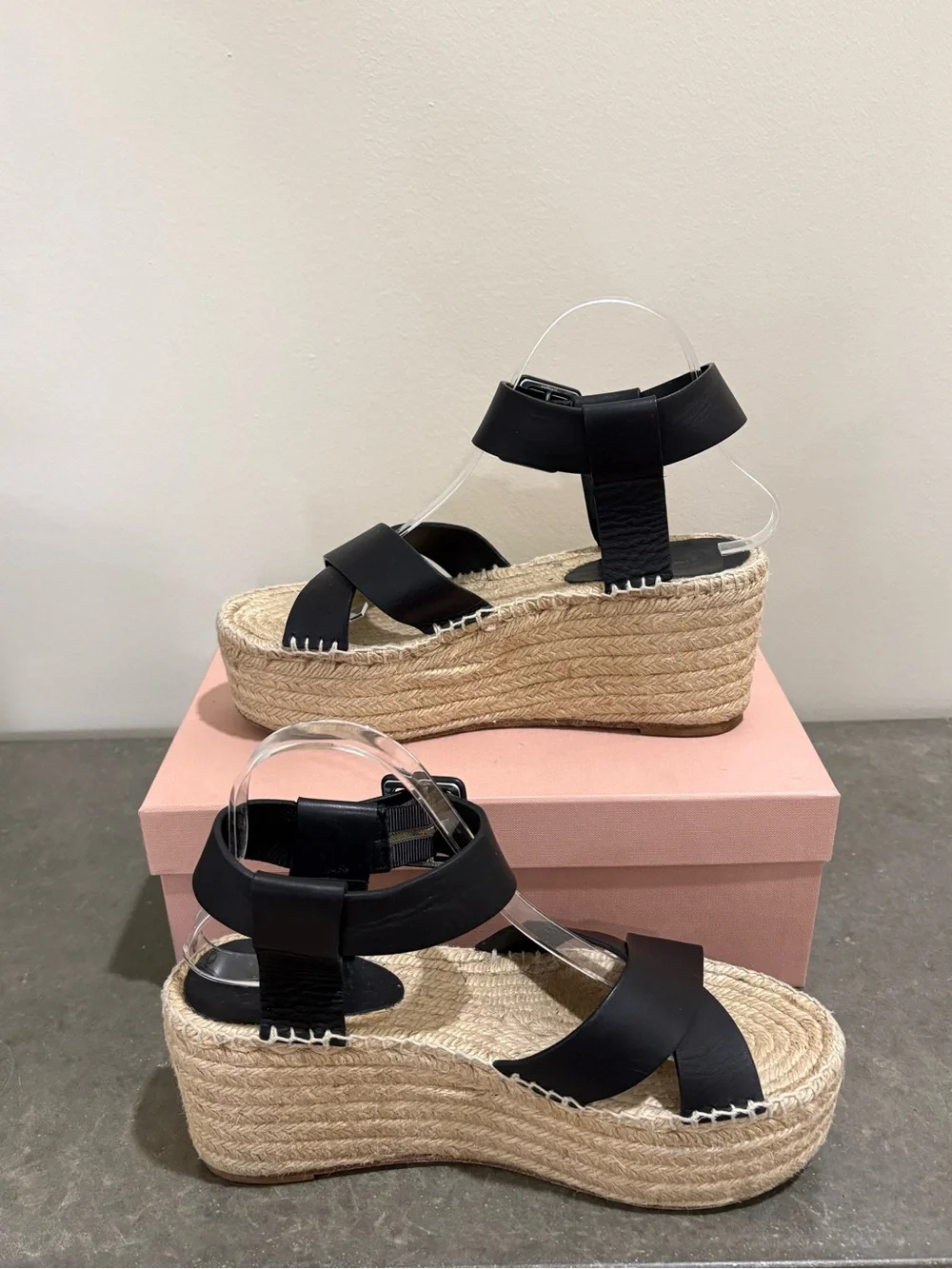 Celine Black Leather Jute-Wrapped Platform Sandals, Great Condition! 8.5 (39)